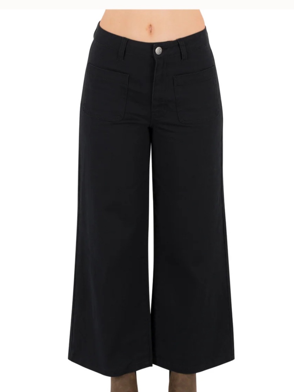 Anthropologie Black Straight-Leg Wide Jeans